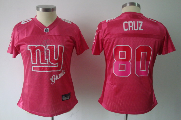 Giants #80 Victor Cruz Pink 2011 Women's Fem Fan Stitched NFL Jersey